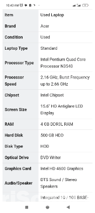 Acer Aspire E5-511 Pentium Quad Core Laptop